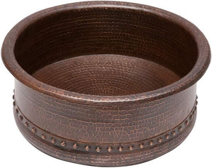 Premier Copper Products VRT15DB 15-Inch Round Vessel Tub Hammered Copper Sink