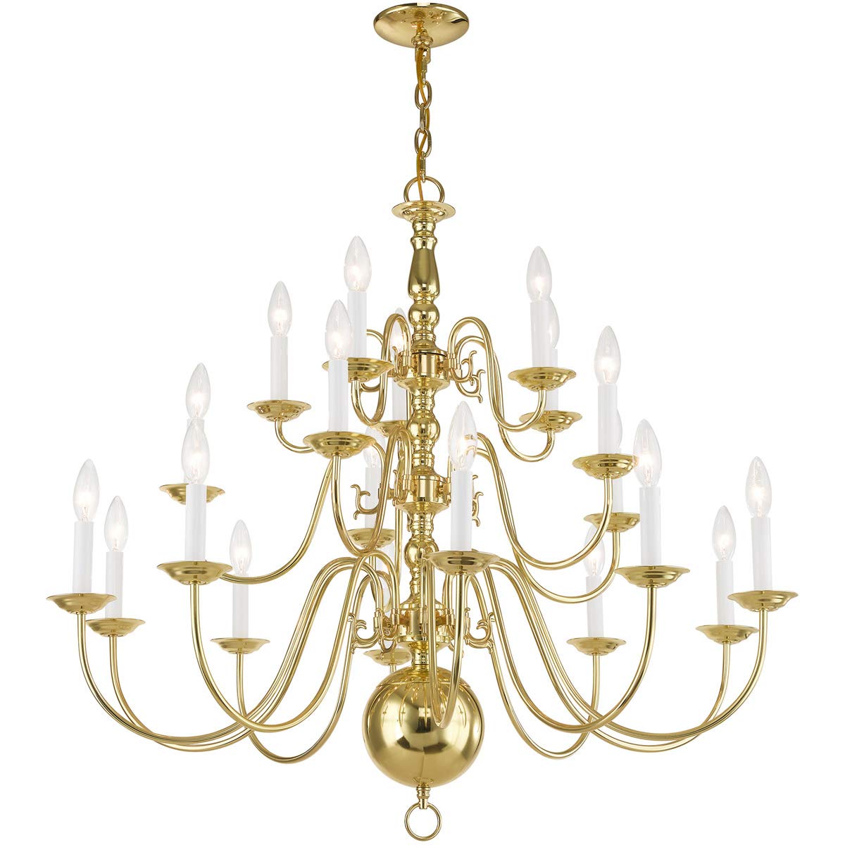 Livex Lighting 5019-02 Williamsburg 20-Light Chandelier, Polished Brass