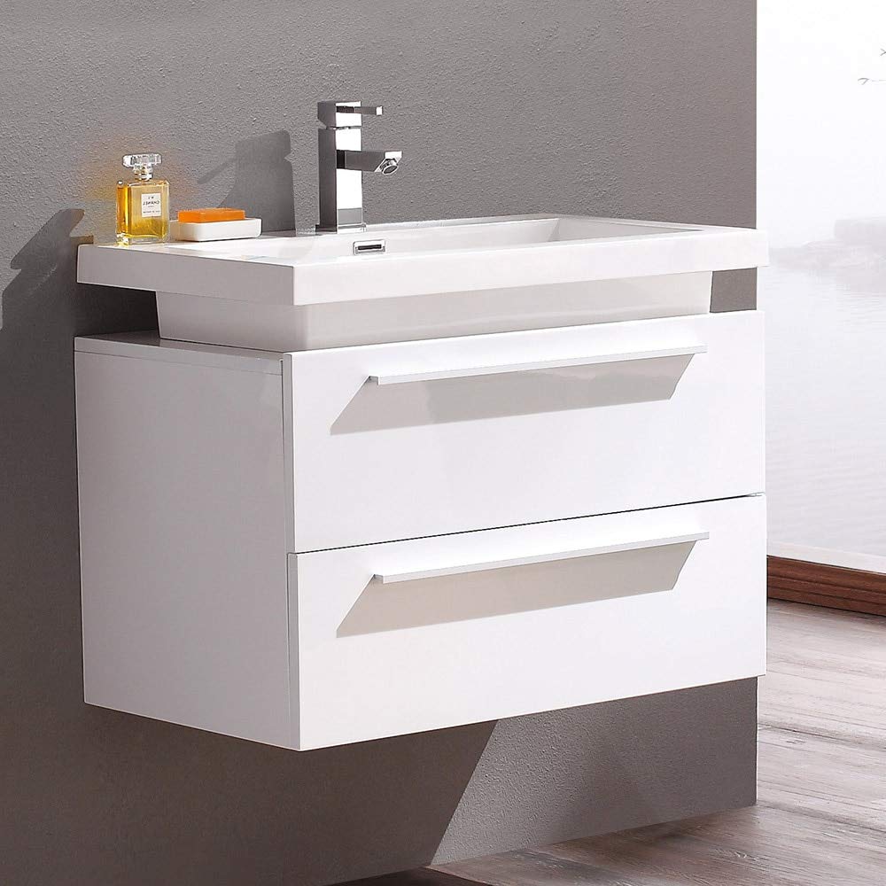 Fresca FCB8080WH-I Fresca Medio 32" White Modern Bathroom Cabinet w/ Vessel Sink