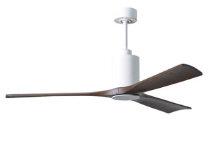 Matthews Fan PA3-WH-WA-60 Patricia-3 three-blade ceiling fan in Gloss White finish with 60” solid walnut tone blades and dimmable LED light kit 