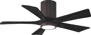 Matthews Fan IR5HLK-TB-BK-42 IR5HLK five-blade flush mount paddle fan in Textured Bronze finish with 42” solid matte black wood blades and integrated LED light kit.