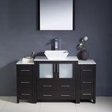 Fresca FVN62-123012ES-VSL Fresca Torino 54" Espresso Modern Bathroom Vanity w/ 2 Side Cabinets & Vessel Sink