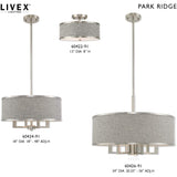 Livex Lighting 60424-91 Park Ridge - Four Light Chandelier, Brushed Nickel Finish with Gray Fabric Shade