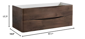 Fresca FCB9048RW Fresca Tuscany 48" Rosewood Wall Hung Modern Bathroom Cabinet