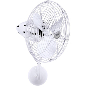 Matthews Fan BP-WH-MTL Bruna Parede wall fan in Gloss White finish.