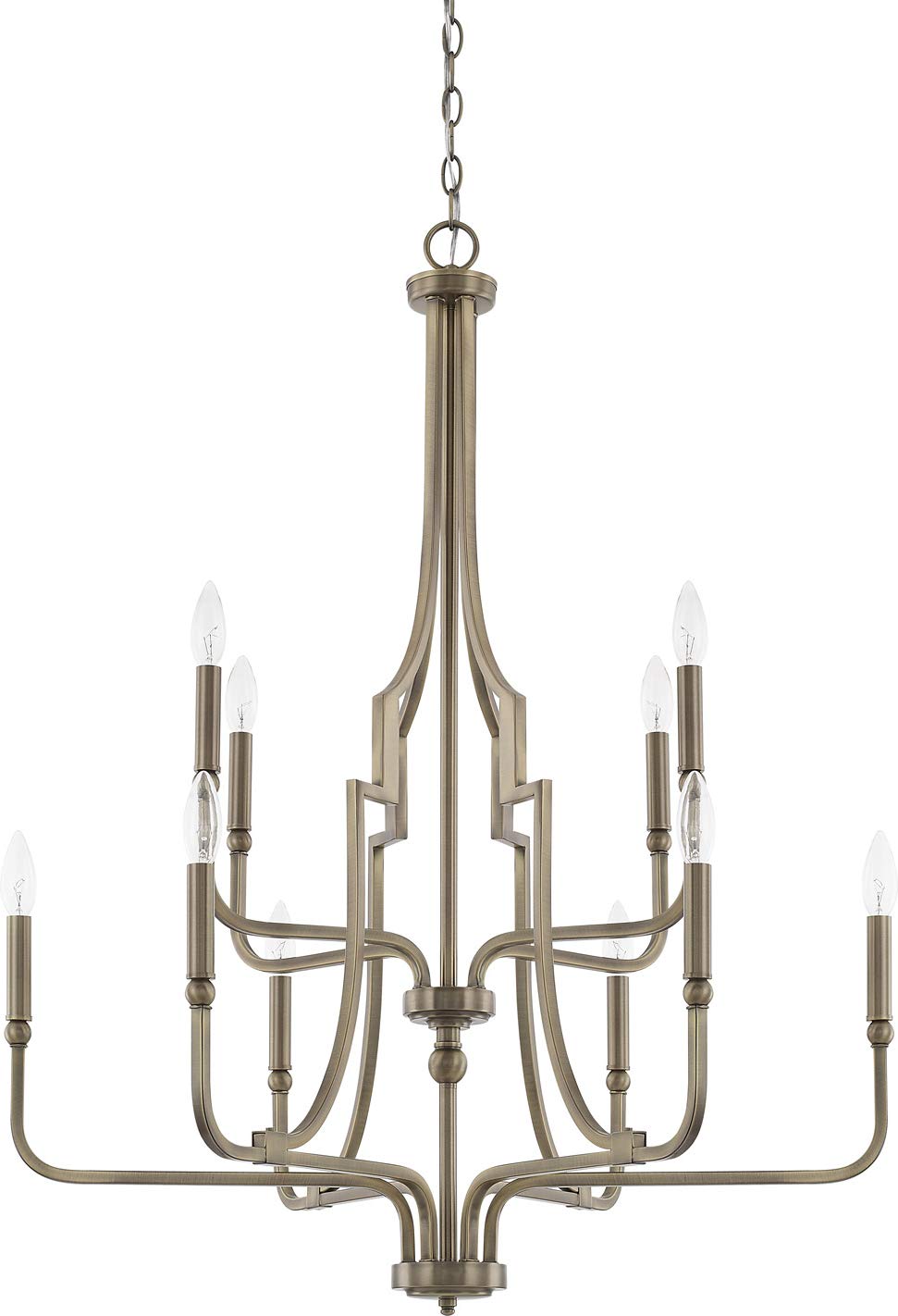 Capital Lighting 419391AD Dawson 10 Light Chandelier Aged Brass