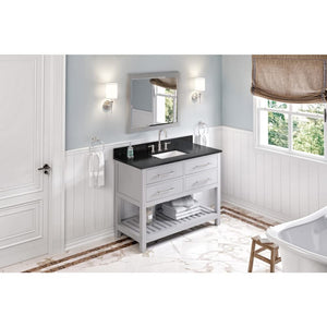 Jeffrey Alexander VKITWAV48GRBGR 48" Grey Wavecrest Vanity, Black Granite Vanity Top, undermount rectangle bowl