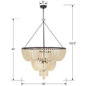 Rylee 12 Light Antique Gold Chandelier 612-GA