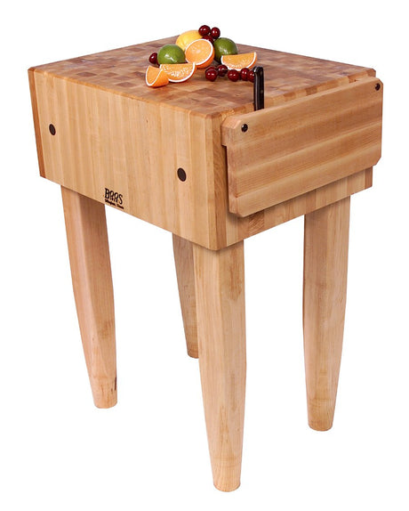 John Boos PCA1-AL Cream Finish Maple Butcher Block with Knife Holder and Alabaster Legs, 18 x18 x 10 inch - 1 Each. PCA BLOCK 18X18X10 W/HOLDER CRM-