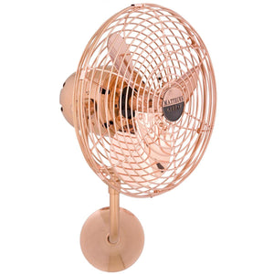 Matthews Fan MP-CP-MTL Michelle Parede vintage style wall fan in polished copper finish.
