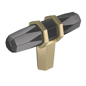 Amerock Cabinet Knob Black Chrome/Golden Champagne 2-1/2 inch (64 mm) Length London 1 Pack Drawer Knob Cabinet Hardware