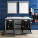 Fresca FVN2460GRV Fresca Windsor 60" Gray Textured Traditional Double Sink Bathroom Vanity w/ Mirrors