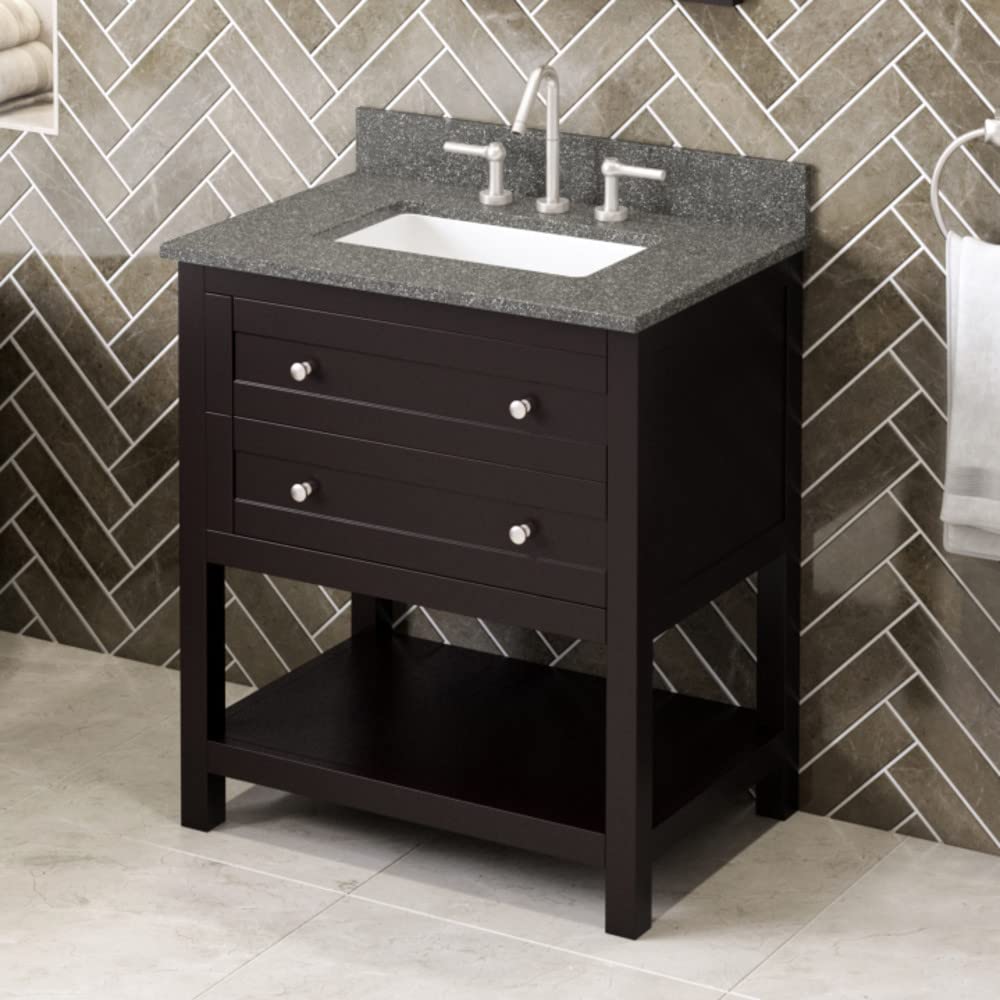 Jeffrey Alexander VKITAST30ESBOR 30" Espresso Astoria Vanity, Boulder Cultured Marble Vanity Top, undermount rectangle bowl