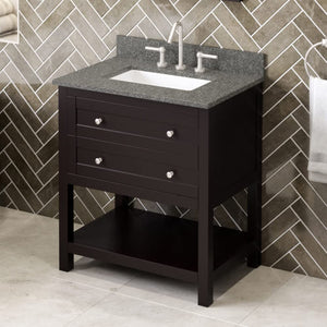 Jeffrey Alexander VKITAST30ESBOR 30" Espresso Astoria Vanity, Boulder Cultured Marble Vanity Top, undermount rectangle bowl