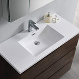 Fresca FCB9342HA-I Fresca Lazzaro 42" Glossy Ash Gray Free Standing Modern Bathroom Cabinet w/ Integrated Sink