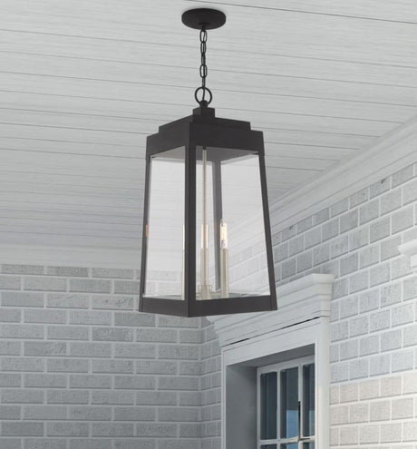 Livex Lighting 20860-91 Oslo - 24.5" Three Light Outdoor Hanging Lantern, Brushed Nickel Finish with Clear Glass