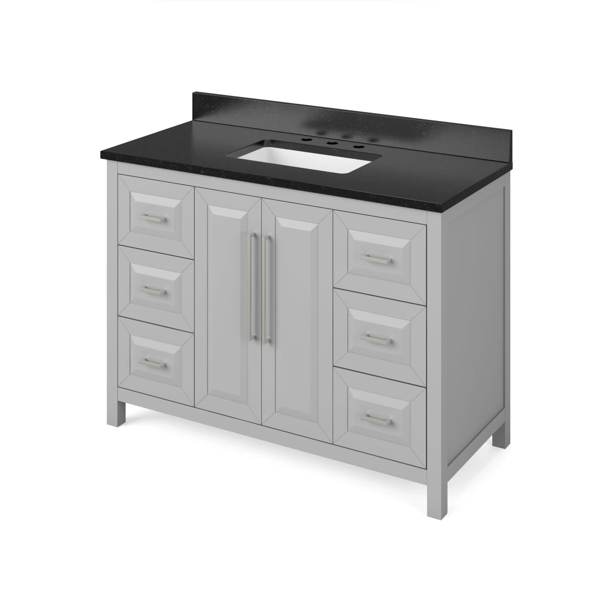 Jeffrey Alexander VKITCAD48GRBGR 48" Grey Cade Vanity, Black Granite Vanity Top, undermount rectangle bowl