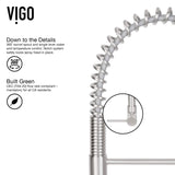 VIGO VG02032STK1 22" H Laurelton Single-Handle with Pull-Down Sprayer Kitchen Faucet with Deck Plate in Stainless Steel