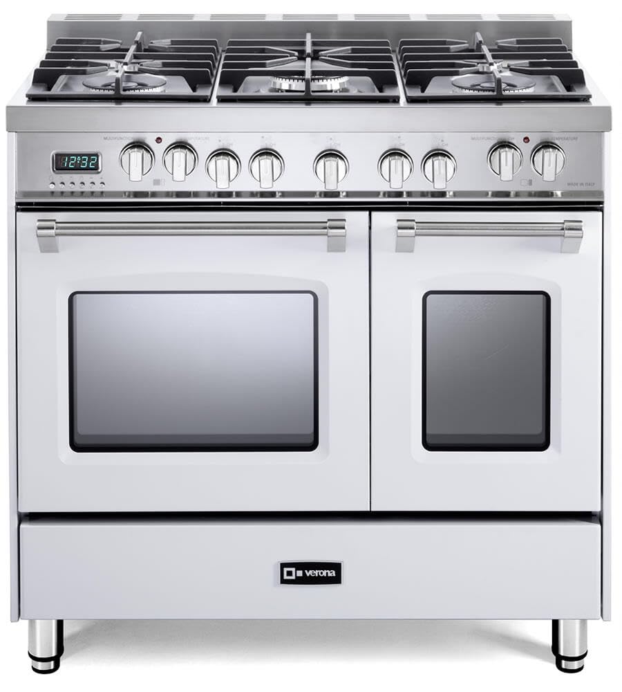 Verona VPFSGE365DW Prestige 36" Dual Fuel Double Oven Range - White