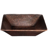 Premier Copper Products PVSQ14DB 14-Inch Square Hand Forged Old World Copper Vessel Sink