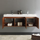 Fresca FCB8093GO-D Fresca Vista 60" Gray Oak Wall Hung Double Sink Modern Bathroom Cabinet