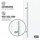 VIGO 46"W x 76"H Elan E-Class Frameless Sliding Rectangle Shower Enclosure with Clear Tempered Glass, Reversible Door Handle and Stainless Steel Hardware in Chrome-VG6053CHCL48