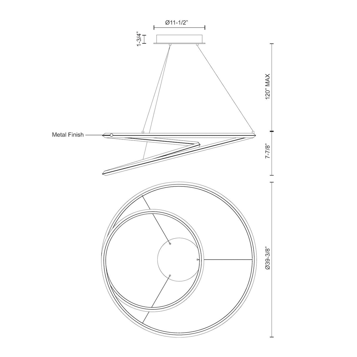 Kuzco PD22339-WH AMPERSAND 39" PD White 120V TRIAC/ELV LED 3000K 90CRI 94W