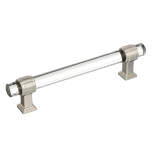 Amerock Cabinet Pull Clear/Satin Nickel 5-1/16 inch (128 mm) Center to Center Glacio 1 Pack Drawer Pull Drawer Handle Cabinet Hardware