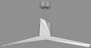 Matthews Fan EK-BN-WH Eliza 3-blade paddle fan in Brushed Nickel finish with gloss white all-weather ABS blades. Optimized for wet locations.