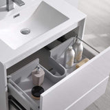 Fresca FVN9230WH Fresca Catania 30" Glossy White Wall Hung Modern Bathroom Vanity w/ Medicine Cabinet