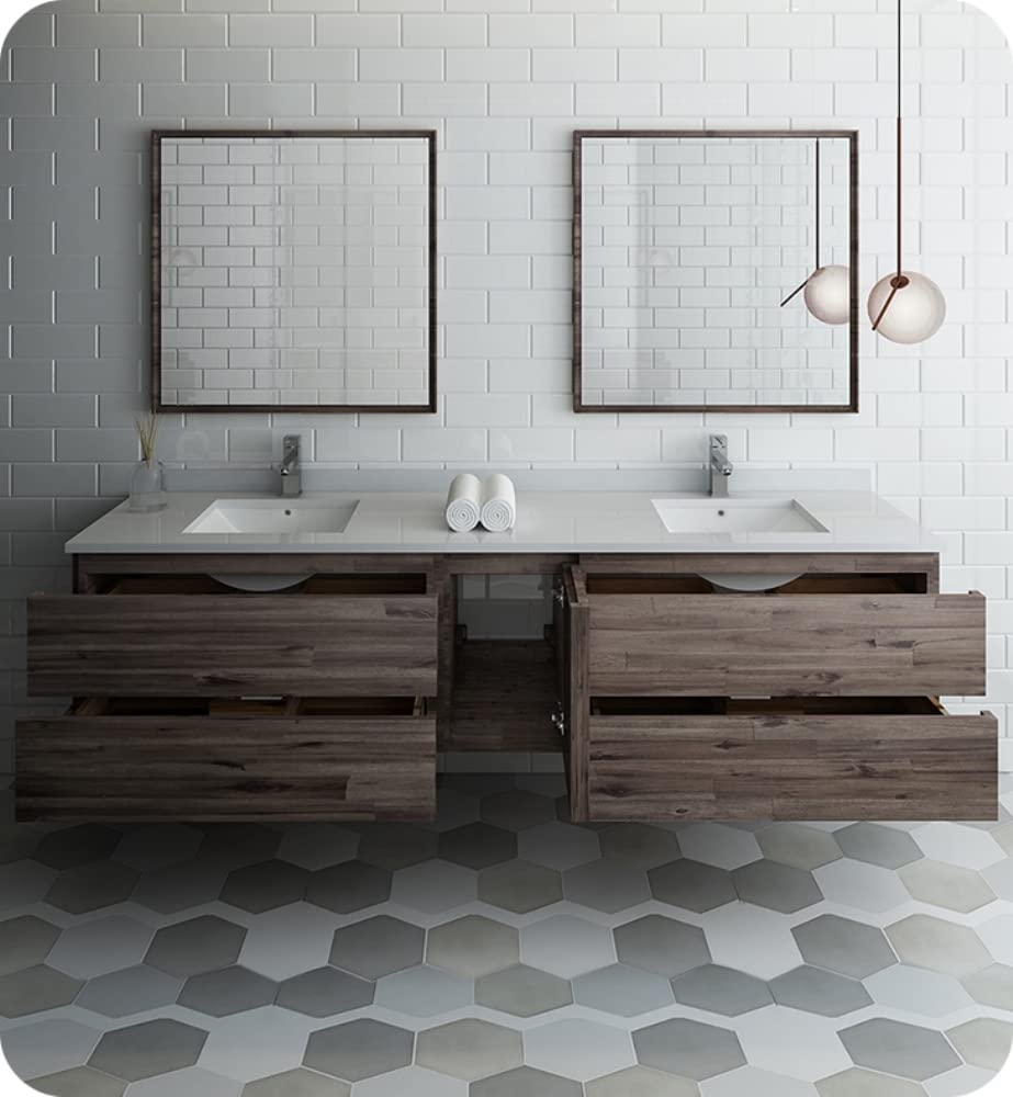 Fresca FVN31-361236ACA Fresca Formosa 84" Wall Hung Double Sink Modern Bathroom Vanity w/ Mirrors