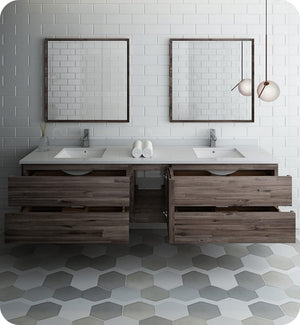 Fresca FVN31-361236ACA Fresca Formosa 84" Wall Hung Double Sink Modern Bathroom Vanity w/ Mirrors
