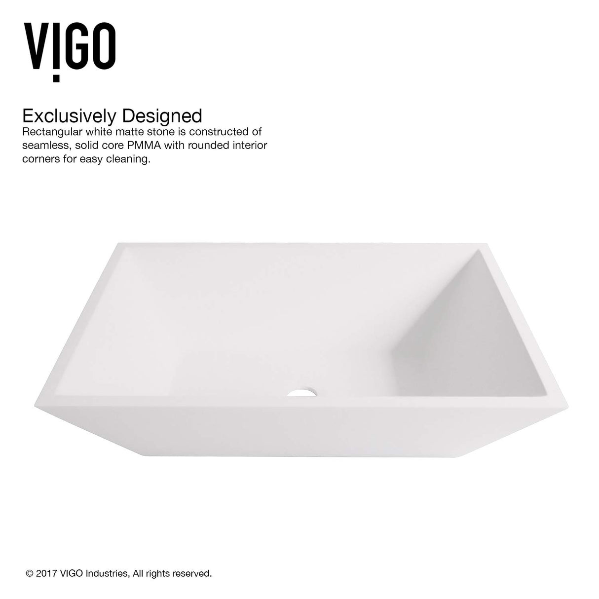 VIGO VGT1212 13.75" L -18.0" W -12.5" H Matte Stone Vinca Composite Rectangular Vessel Bathroom Sink in White with Faucet and Pop-Up Drain in Brushed Nickel