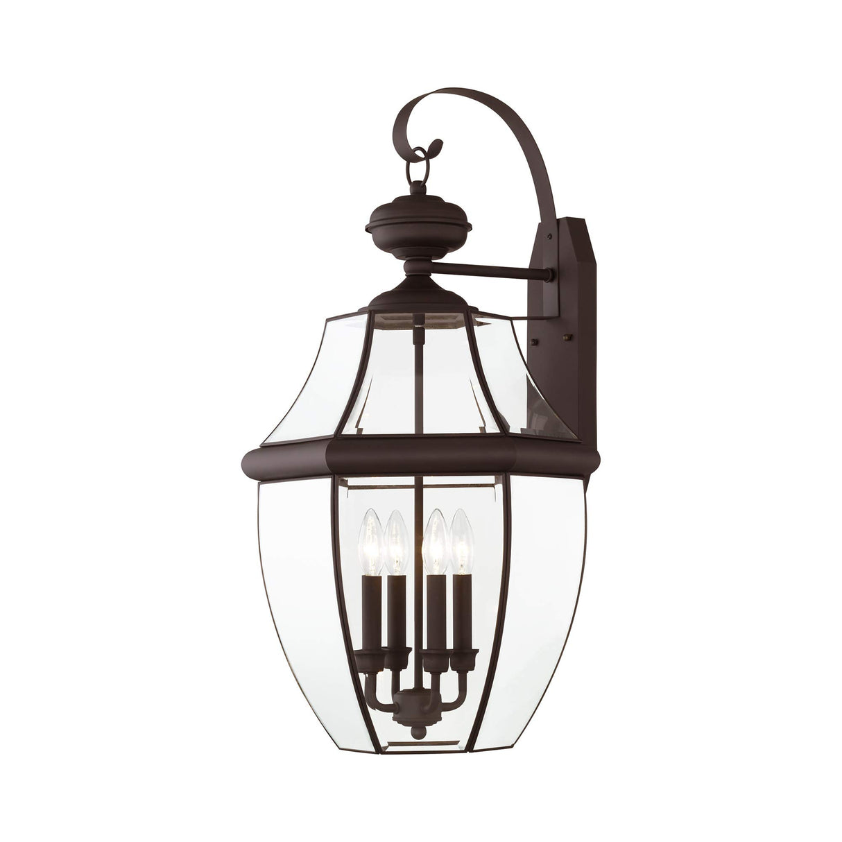 Livex Lighting 2356-07 Outdoor Wall Lantern with Clear Beveled Glass Shades, Bronze