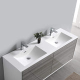 Fresca FVN9260HA-D Fresca Catania 60" Glossy Ash Gray Wall Hung Double Sink Modern Bathroom Vanity w/ Medicine Cabinet