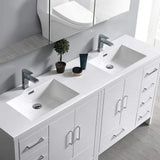 Fresca FVN9472WH Fresca Imperia 72" Glossy White Free Standing Double Sink Modern Bathroom Vanity w/ Medicine Cabinet