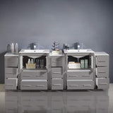 Fresca FCB62-72GO-I Fresca Torino 84" Gray Oak Modern Double Sink Bathroom Cabinets w/ Integrated Sinks