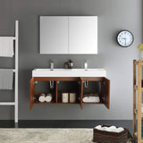 Fresca FVN8092WH-D Fresca Vista 48" White Wall Hung Double Sink Modern Bathroom Vanity w/ Medicine Cabinet