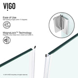 VIGO VG6062CHCL36W 36.13" -36.13" W -78.75" H Frameless Hinged Neo-angle Shower Enclosure with Clear 0.38" Tempered Glass and Stainless Steel Hardware in Chrome Finish with Reversible Handle and Base