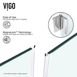 VIGO VG6062CHCL36 34.13" -34.13" W -73.38" H Frameless Hinged Neo-angle Shower Enclosure with Clear 0.38" Tempered Glass and Stainless Steel Hardware in Chrome Finish with Reversible Handle