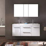 Fresca FVN8013WH Fresca Opulento 54" White Modern Double Sink Bathroom Vanity w/ Medicine Cabinet