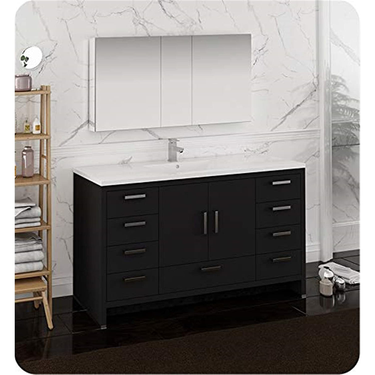 Fresca FVN9460DGO-S Fresca Imperia 60" Dark Gray Oak Free Standing Single Sink Modern Bathroom Vanity w/ Medicine Cabinet