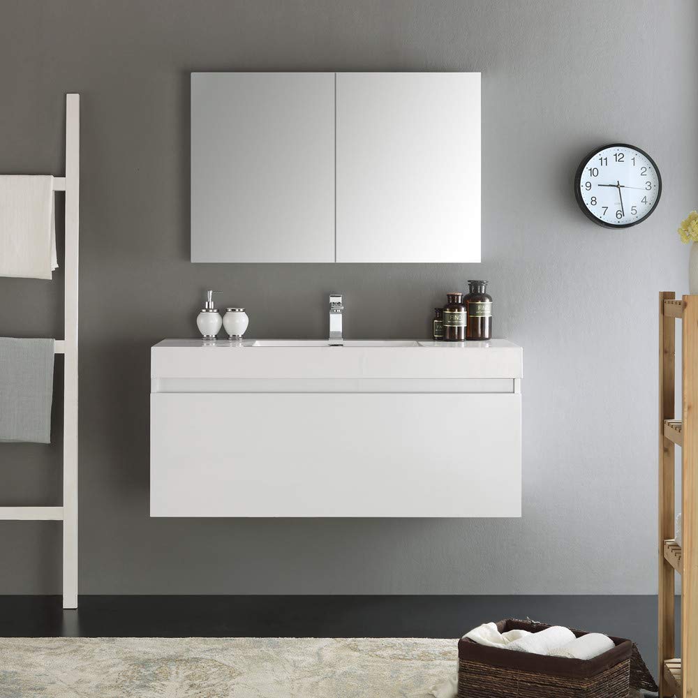 Fresca FVN8011GO Fresca Mezzo 48" Gray Oak Wall Hung Modern Bathroom Vanity w/ Medicine Cabinet