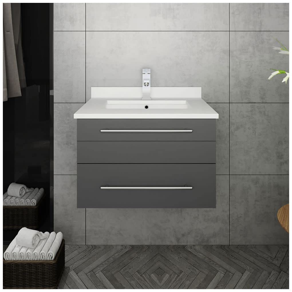 Fresca FCB6124GR-UNS-CWH-U Gray Wall Hung Bathroom Cabinet