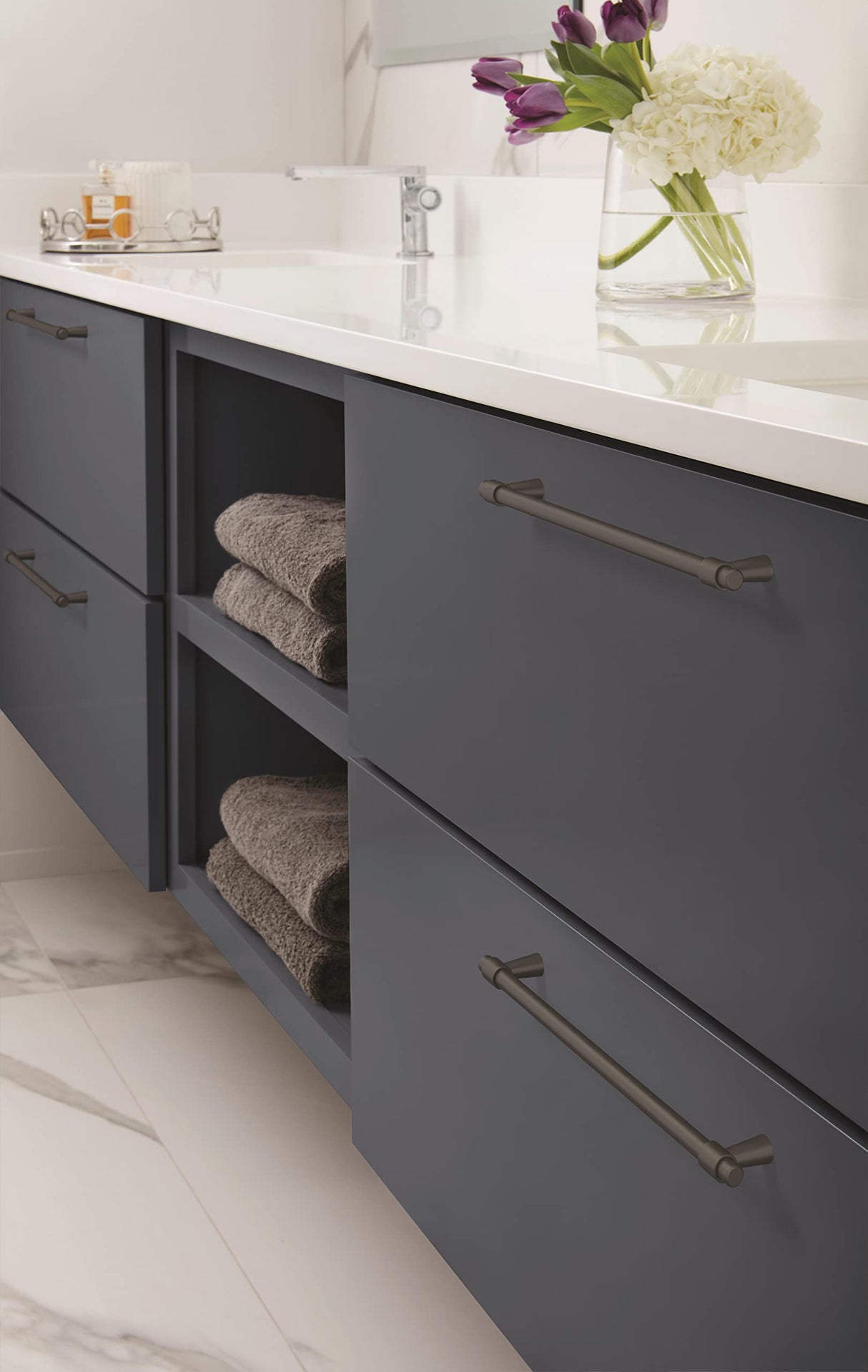 Amerock Cabinet Pull Matte Black 8-13/16 inch (224 mm) Center-to-Center Destine 1 Pack Drawer Pull Cabinet Handle Cabinet Hardware
