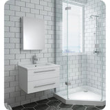 Fresca FVN6124WH-UNS Fresca Lucera 24" White Wall Hung Undermount Sink Modern Bathroom Vanity w/ Medicine Cabinet