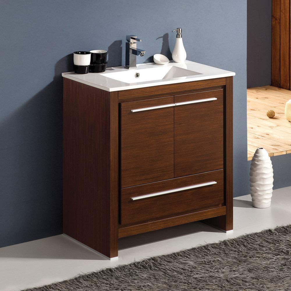 Fresca FCB8130HA-I Fresca Allier Rio 30" Ash Gray Modern Bathroom Cabinet w/ Sink