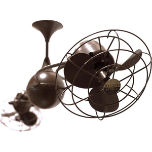 Matthews Fan IV-BZZT-MTL Italo Ventania 360° dual headed rotational ceiling fan in bronzette finish with metal blades.
