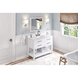 Jeffrey Alexander VKITWAV48WHCQR 48" White Wavecrest Vanity, Calacatta Vienna Quartz Vanity Top, undermount rectangle bowl