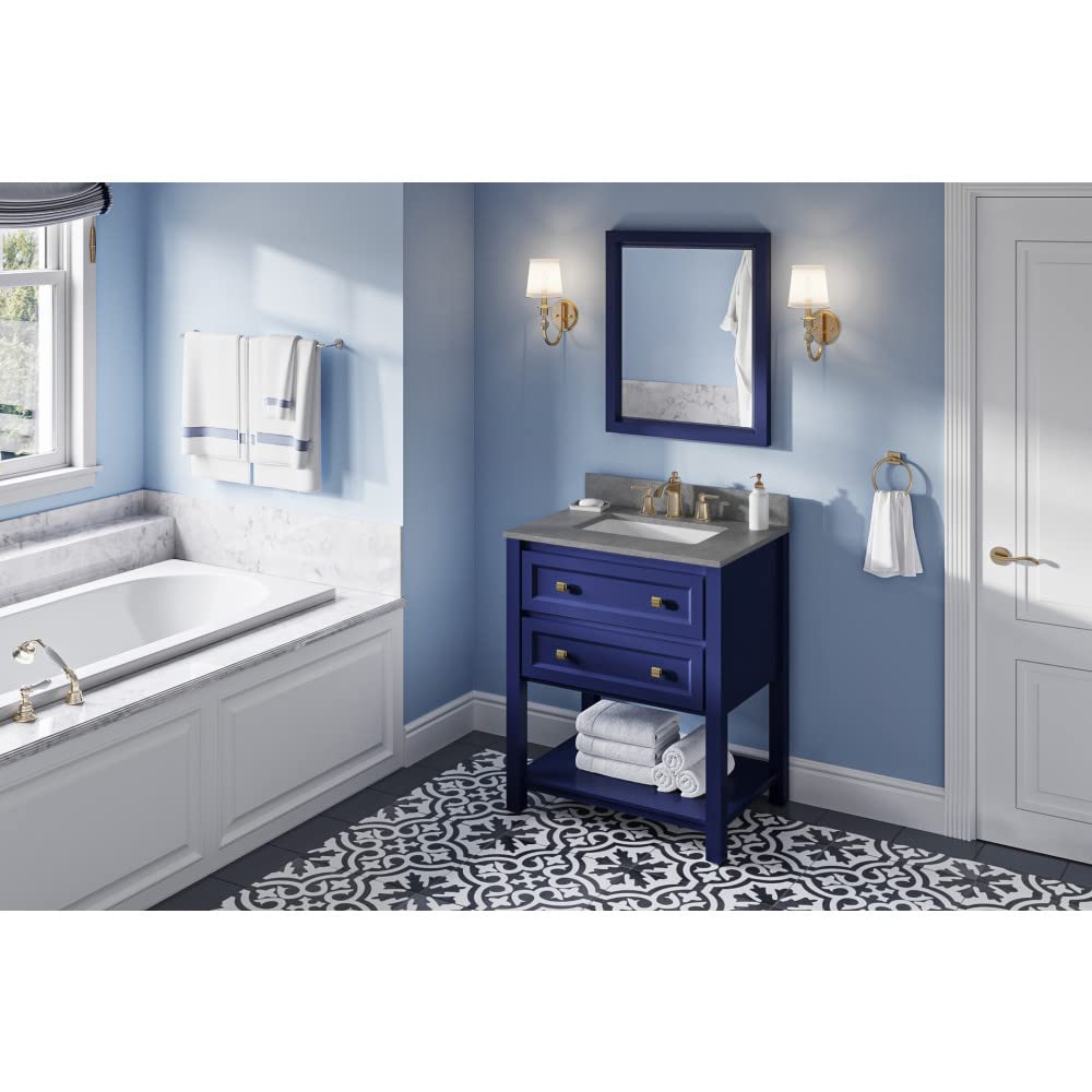 Jeffrey Alexander VKITADL30BLSGR 30" Hale Blue Adler Vanity, Steel Grey Cultured Marble Vanity Top, undermount rectangle bowl